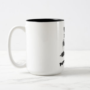 Cute cat with trombone Two-Tone coffee mug
