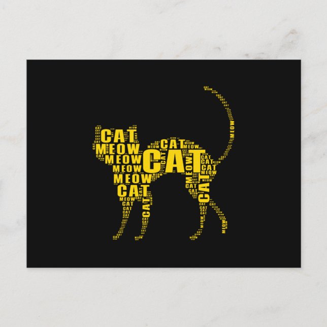 Cute cat word cloud postcard (Front)