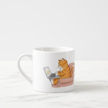 Cute Cat Working on a Laptop with Data Charts