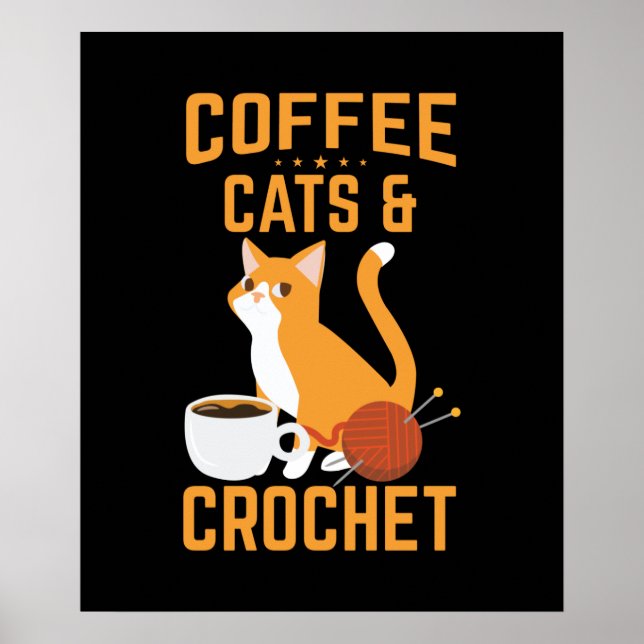 cute cat yarn crochet lovers poster (Front)