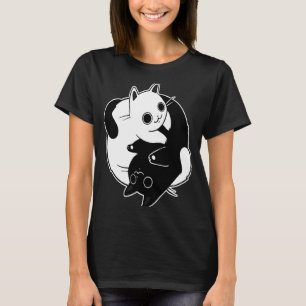 Cute cat yin yang black and white love T-Shirt