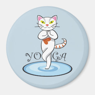 Cute cat yoga magnet
