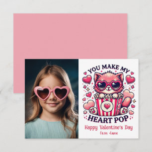 Cute Cat You Make My Heart Pop Classroom Photo Card