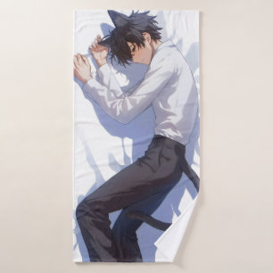 Cute Catboy Anime Bath Towel
