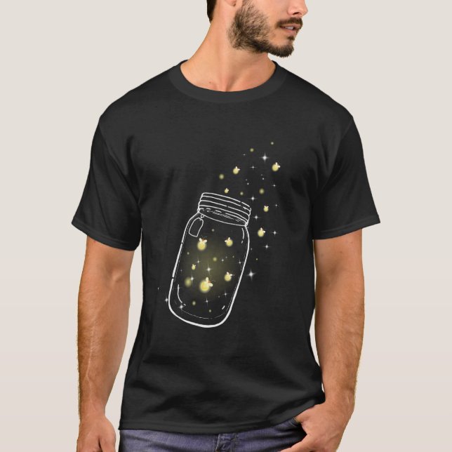 Cute Catching Fireflies In A Jar Lightning Bugs Fi T-Shirt (Front)