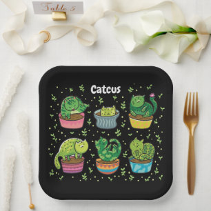 Cute Catcus Paper Plate