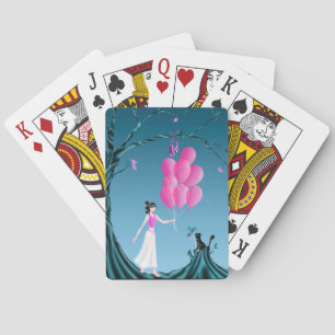 Cute Cate & Ballerina Under Midnight Tree Playing Cards