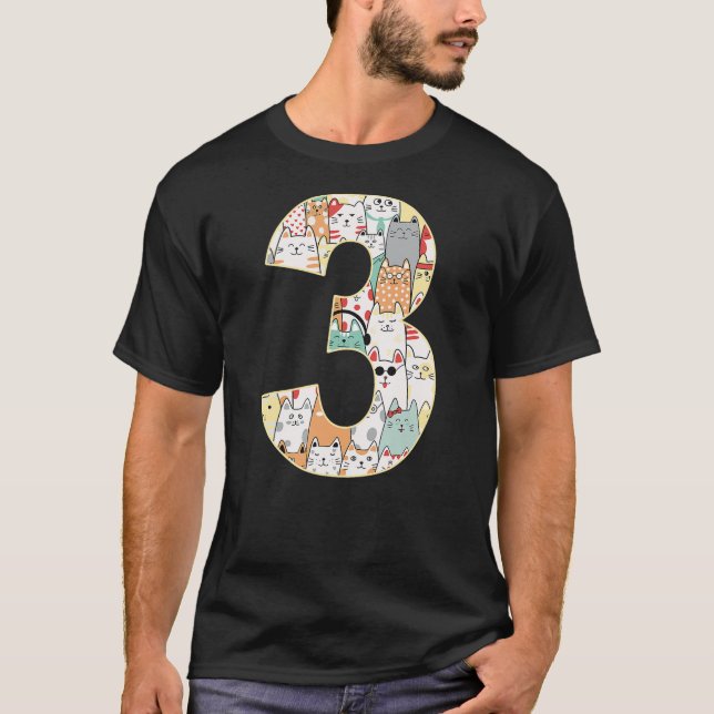 Cute Cate Third Birthday Cute Kitty 3 Year Old T-Shirt (Front)