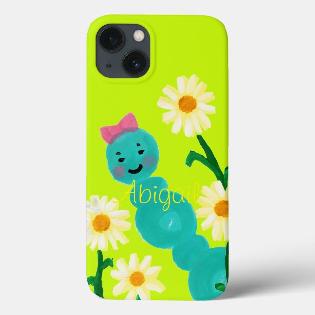 Cute Caterpillar and Daisies Personalised Case-Mate iPhone Case (Back)