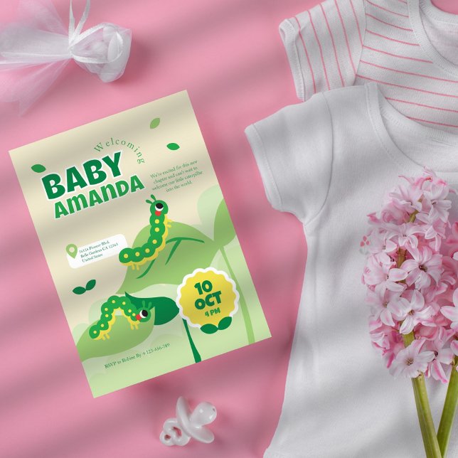 Cute Caterpillar Baby Shower Invitation (Creator Uploaded)