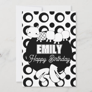 Cute Caterpillar Colouring Birthday Party Holiday Card