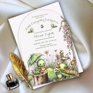 Cute Caterpillar Garden Baby Shower Invitation