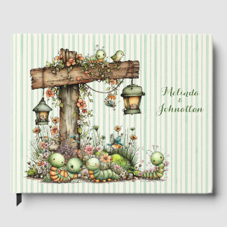 Cute Caterpillar Garden Baby Shower Keepsake Party Guest Book
