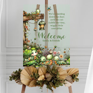 Cute Caterpillar Garden Baby Shower Welcome Party Acrylic Sign