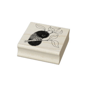 Cute Caterpillar on a Leafy Branch Rubber Stamp