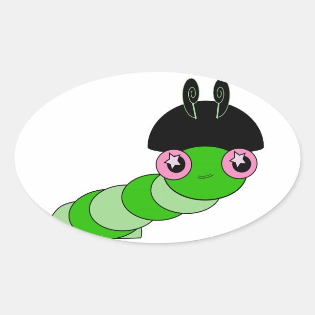 Cute Caterpillar Oval Sticker (Front)