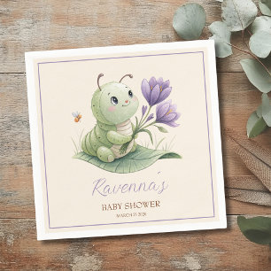 Cute Caterpillar Personalised Name Baby Shower Napkin