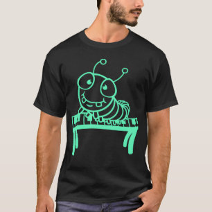 Cute Caterpillar Plays Keyboard Piano Keys Animal  T-Shirt