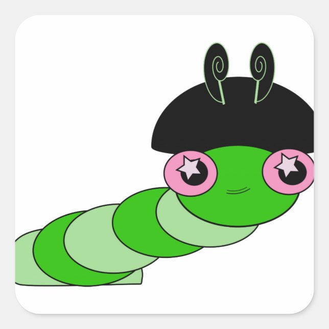 Cute Caterpillar Square Sticker (Front)