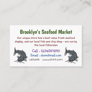 Cute catfish cartoon illustration  business card