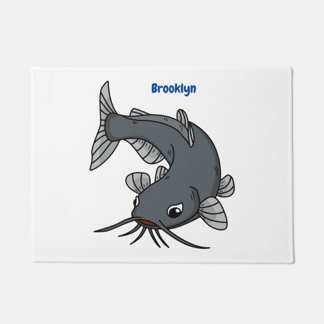 Cute catfish cartoon illustration  doormat (Front)