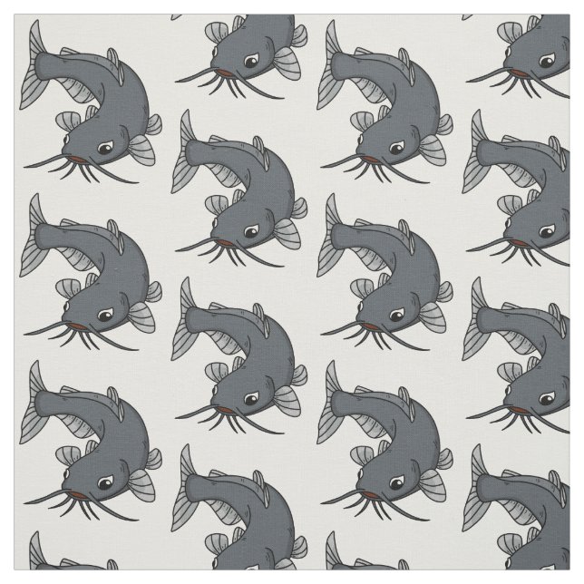 Cute catfish cartoon illustration fabric (Swatch)