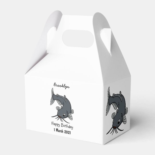 Cute catfish cartoon illustration  favour box (Front Side)