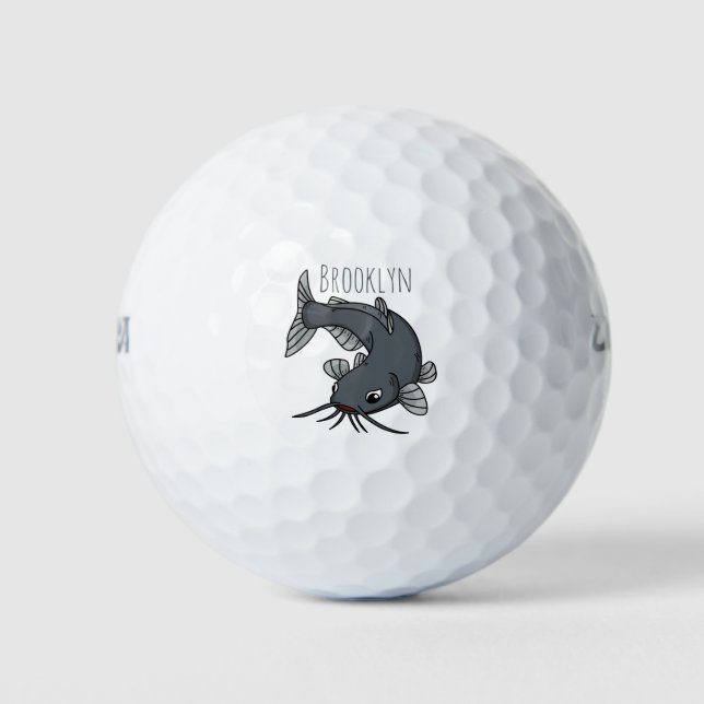 Cute catfish cartoon illustration  golf balls (Front)