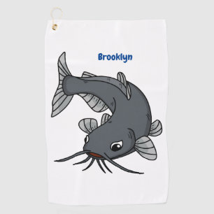 Cute catfish cartoon illustration  golf towel