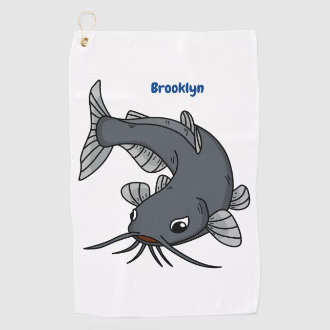 Cute catfish cartoon illustration  golf towel (Front)