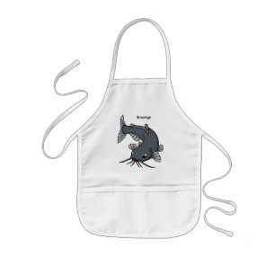 Cute catfish cartoon illustration kids apron