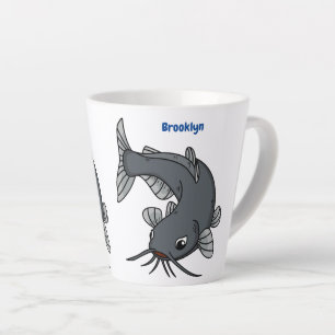 Cute catfish cartoon illustration  latte mug