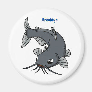 Cute catfish cartoon illustration  magnet