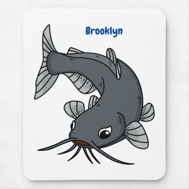 Cute catfish cartoon illustration  mouse mat (Front)