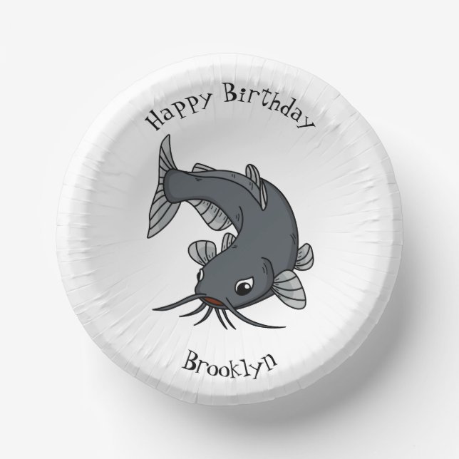 Cute catfish cartoon illustration paper plate (Front)