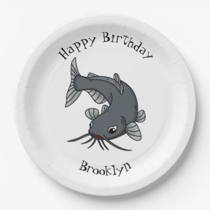 Cute catfish cartoon illustration paper plate