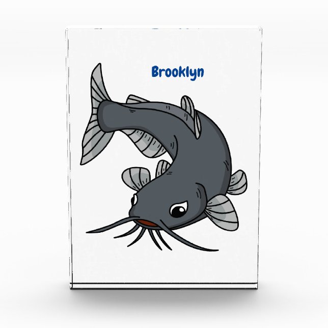 Cute catfish cartoon illustration  photo block (Front)