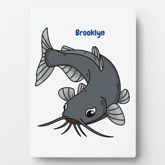 Cute catfish cartoon illustration  plaque (Front)