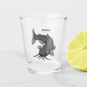 Cute catfish cartoon illustration shot glass