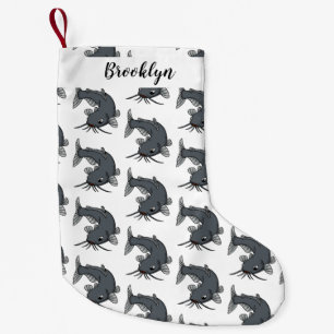 Cute catfish cartoon illustration small christmas stocking