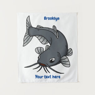 Cute catfish cartoon illustration tapestry
