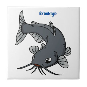 Cute catfish cartoon illustration tile