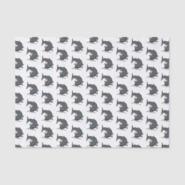 Cute catfish cartoon illustration tissue paper (Front)