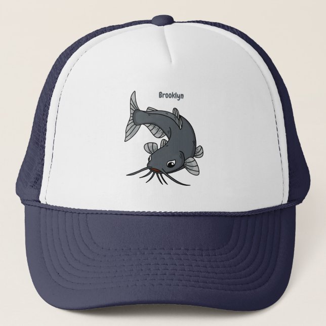 Cute catfish cartoon illustration  trucker hat (Front)