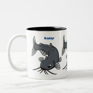 Cute catfish cartoon illustration Two-Tone coffee mug