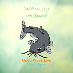 Cute catfish cartoon illustration window cling