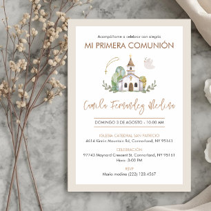 Cute Catholic Church Elegant Girl First Communion Invitation