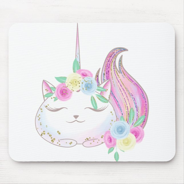 Cute Caticorn Mouse Mat (Front)
