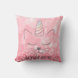 Cute Caticorn | Pink Glitter Cushion