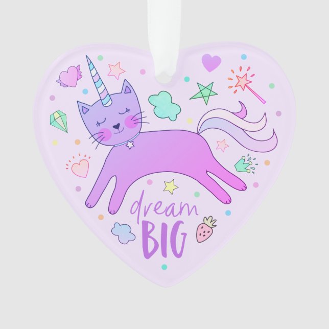 Cute Caticorn | Purple |  Personalised Ornament (Front)